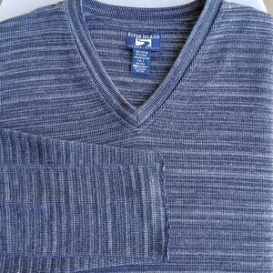 River Island Striped V-neck Jumper Men's 1XLT tall black grey heather sweater